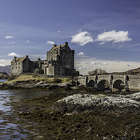 Buy canvas prints of Eilean Donan Castle on a sunny day by Peter Scott