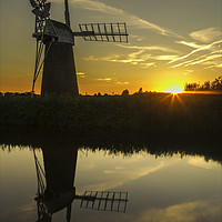 Buy canvas prints of Sunset at How Hill wind pump  by Peter Scott