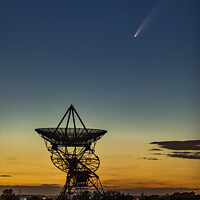 Buy canvas prints of Comet Neowise falling in to satellite dish by Peter Scott