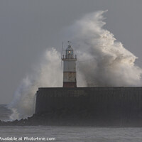 Buy canvas prints of Wave over Lighthouse by Peter Scott