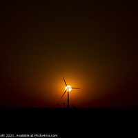 Buy canvas prints of sunsetting behind Oklahoma wind farm by Peter Scott