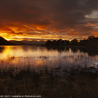 Buy canvas prints of Fire in the sky at Derwent water by Peter Scott