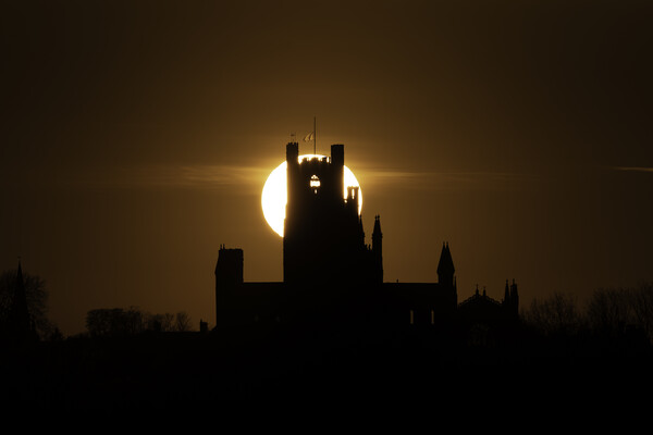 Sunset behind Ely Cathedral, 17th April 2021 Picture Board by Andrew Sharpe