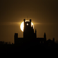 Buy canvas prints of Sunset behind Ely Cathedral, 17th April 2021 by Andrew Sharpe