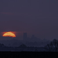Buy canvas prints of Sunrise behind Ely Cathedral, 28th April 2021 by Andrew Sharpe