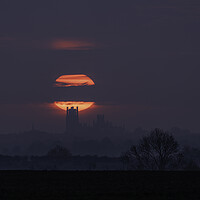 Buy canvas prints of Sunrise behind Ely Cathedral, 28th April 2021 by Andrew Sharpe