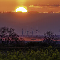 Buy canvas prints of Sunset behind Tick Fen Windfarm, 30th April 2021 by Andrew Sharpe