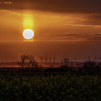 Buy canvas prints of Sunset behind Tick Fen Windfarm, 30th April 2021 by Andrew Sharpe