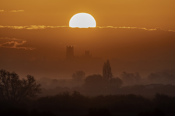 Dawn behind Ely Cathedral, 2nd May 2021 Picture Board by Andrew Sharpe