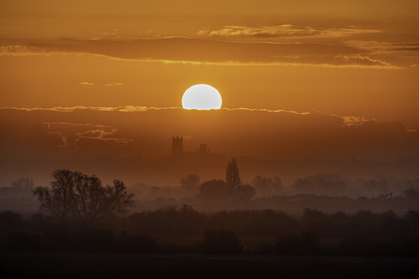 Dawn behind Ely Cathedral, 2nd May 2021 Picture Board by Andrew Sharpe