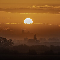 Buy canvas prints of Dawn behind Ely Cathedral, 2nd May 2021 by Andrew Sharpe