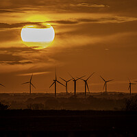 Buy canvas prints of Sunset behind Tick Fen Windfarm, 5th May 2021 by Andrew Sharpe