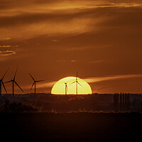Buy canvas prints of Sunset behind Tick Fen Windfarm, 5th May 2021 by Andrew Sharpe