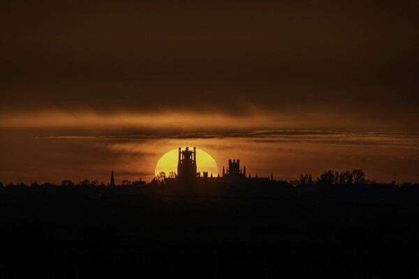 Sunrise behind Ely Cathedral, 6th May 2021 Picture Board by Andrew Sharpe