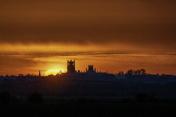 Sunrise behind Ely Cathedral, 6th May 2021 Picture Board by Andrew Sharpe