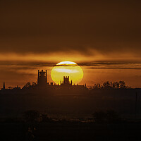 Buy canvas prints of Sunrise behind Ely Cathedral, 6th May 2021 by Andrew Sharpe