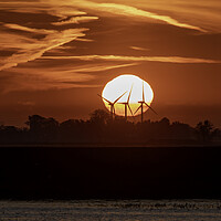Buy canvas prints of Sunset behind Tick Fen windfarm, 30th May 2021 by Andrew Sharpe