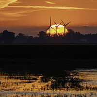 Buy canvas prints of Sunset behind Tick Fen windfarm, 30th May 2021 by Andrew Sharpe