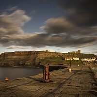 Buy canvas prints of Whitby Piers by Andrew Sharpe