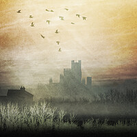 Buy canvas prints of Dawn behind Ely Cathedral by Andrew Sharpe