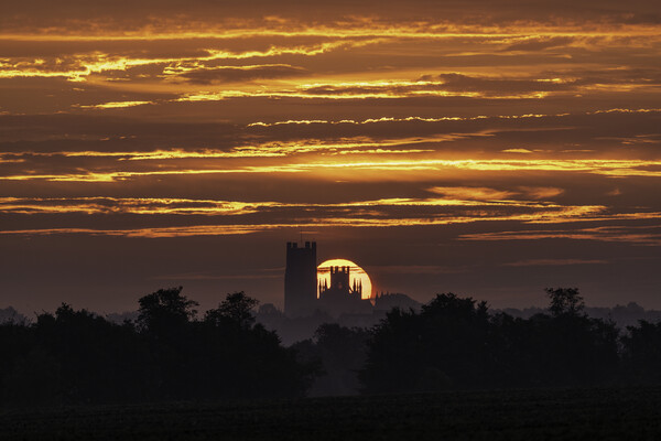 Sunrise over Ely Cathedral, 16th September 2021 Picture Board by Andrew Sharpe