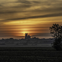 Buy canvas prints of Daybreak over Ely, 21st September 2021 by Andrew Sharpe