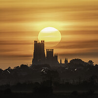 Buy canvas prints of Glowing Ely Cathedral at Sunrise by Andrew Sharpe