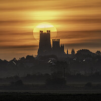 Buy canvas prints of Daybreak over Ely, 21st September 2021 by Andrew Sharpe