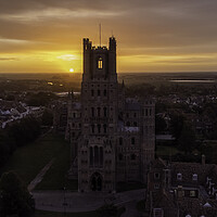 Buy canvas prints of Sunrise behind Ely Cathedral, 28th September 2021 by Andrew Sharpe