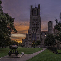 Buy canvas prints of Sunrise behind Ely Cathedral, 28th September 2021 by Andrew Sharpe