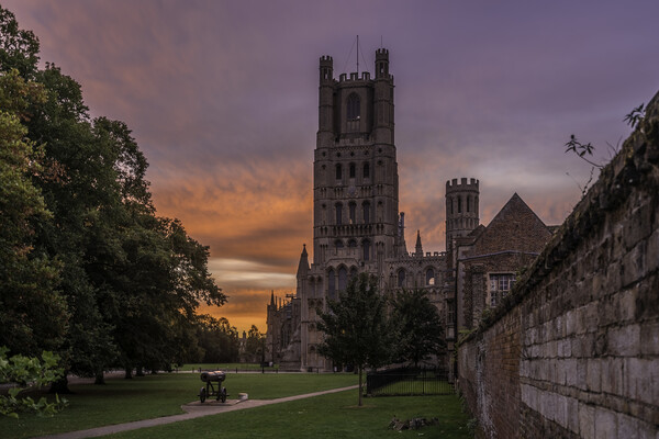Sunrise behind Ely Cathedral, 28th September 2021 Picture Board by Andrew Sharpe