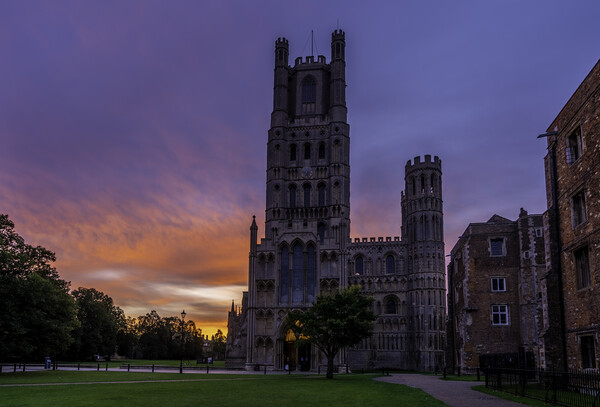 Sunrise behind Ely Cathedral, 28th September 2021 Picture Board by Andrew Sharpe