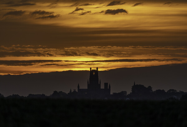 Dawn over Ely Cathedral, 12th October 2021 Picture Board by Andrew Sharpe