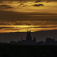 Buy canvas prints of Dawn over Ely Cathedral, 12th October 2021 by Andrew Sharpe