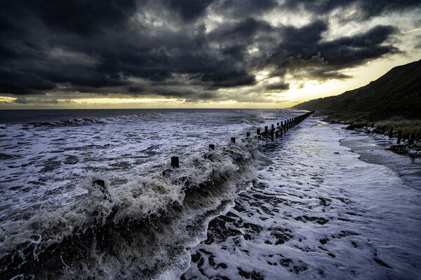 High tide sunrise on Mundesley seafront Picture Board by Andrew Sharpe