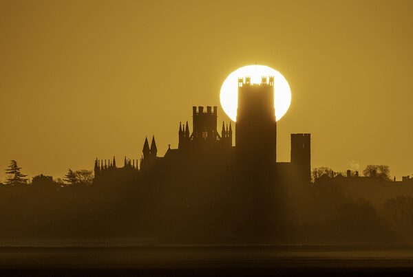 Sunrise behind Ely Cathedral, 30th January 2020 Picture Board by Andrew Sharpe