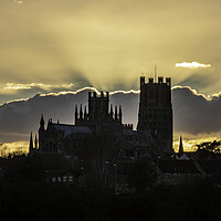 Buy canvas prints of Sunset behind Ely Cathedral, from Roswell Pits, 6th March 2022 by Andrew Sharpe