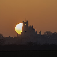 Buy canvas prints of Dawn behind Ely Cathedral, 19th March 2022 by Andrew Sharpe