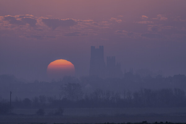 Dawn over Ely, 23rd March 2022 Picture Board by Andrew Sharpe