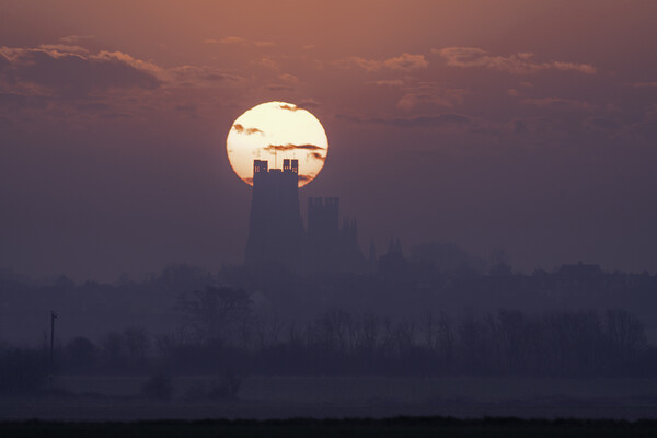 Dawn over Ely, 23rd March 2022 Picture Board by Andrew Sharpe