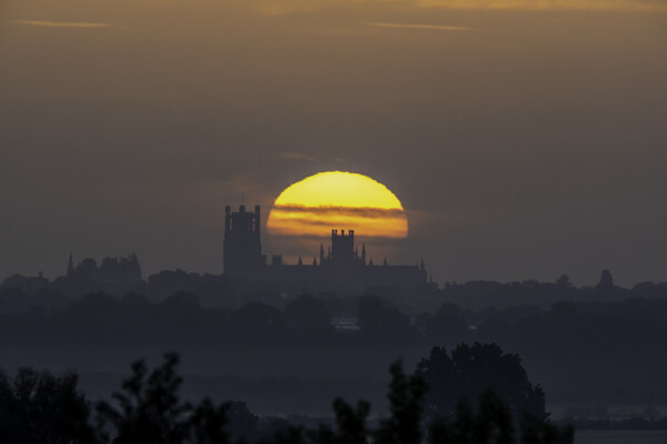 Sunrise behind Ely Cathedral, 14th May 2022 Picture Board by Andrew Sharpe