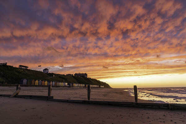 Sunset over Mundesley, Norfolk, 19th June 2022 Picture Board by Andrew Sharpe