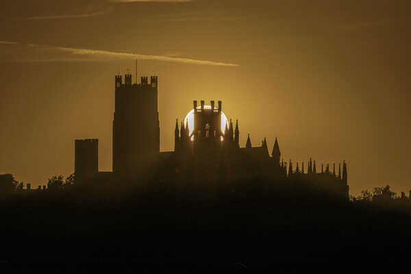 Sunset behind Ely Cathedral, 13th July 2022 Picture Board by Andrew Sharpe