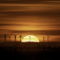 Buy canvas prints of Sunset behind Tick Fen windfarm, Cambridgeshire, 7th August 2022 by Andrew Sharpe