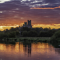 Buy canvas prints of Sunset behind Ely Cathedral, 28th September 2022 by Andrew Sharpe