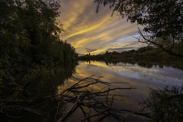 Sunset over Ely, Cambridgeshire, as seen from Roswell Pits, 16th Picture Board by Andrew Sharpe