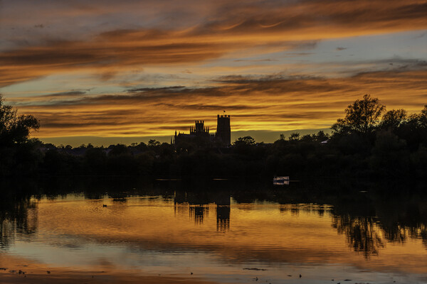 Sunset over Ely, Cambridgeshire, as seen from Roswell Pits, 17th Picture Board by Andrew Sharpe