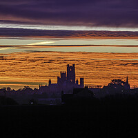 Buy canvas prints of Dawn behind Ely Cathedral, 5th November 2022 by Andrew Sharpe