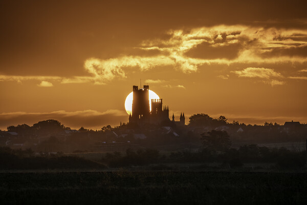 Sunrise behind Ely Cathedral, 23rd September 2023 Picture Board by Andrew Sharpe