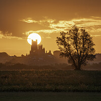 Buy canvas prints of Sunrise behind Ely Cathedral, 23rd September 2023 by Andrew Sharpe